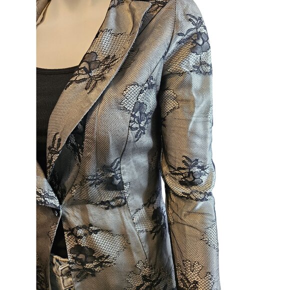 Vintage Orna Farho Black Lace Overlay Single Button Blazer Jacket Women Size T38 - Picture 6 of 16